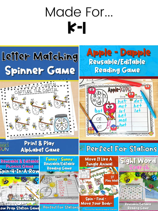 Game Bundle - Early Finisher Solutions - Kindergarten & First Grade Independent Learning Activities