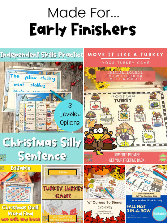 Game Bundle - Early Finisher Solutions - Kindergarten & First Grade Independent Learning Activities