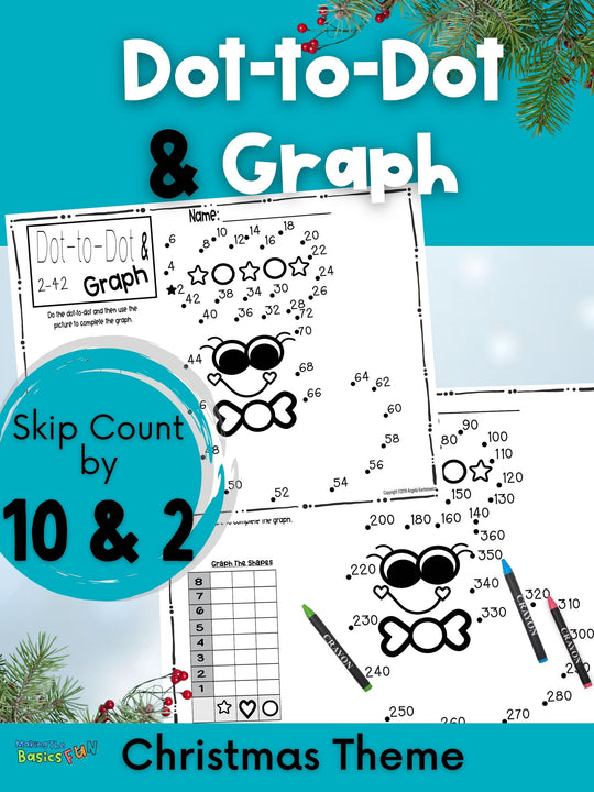 Dot-To-Dot & Graph Christmas Skip Count by 10 and 2