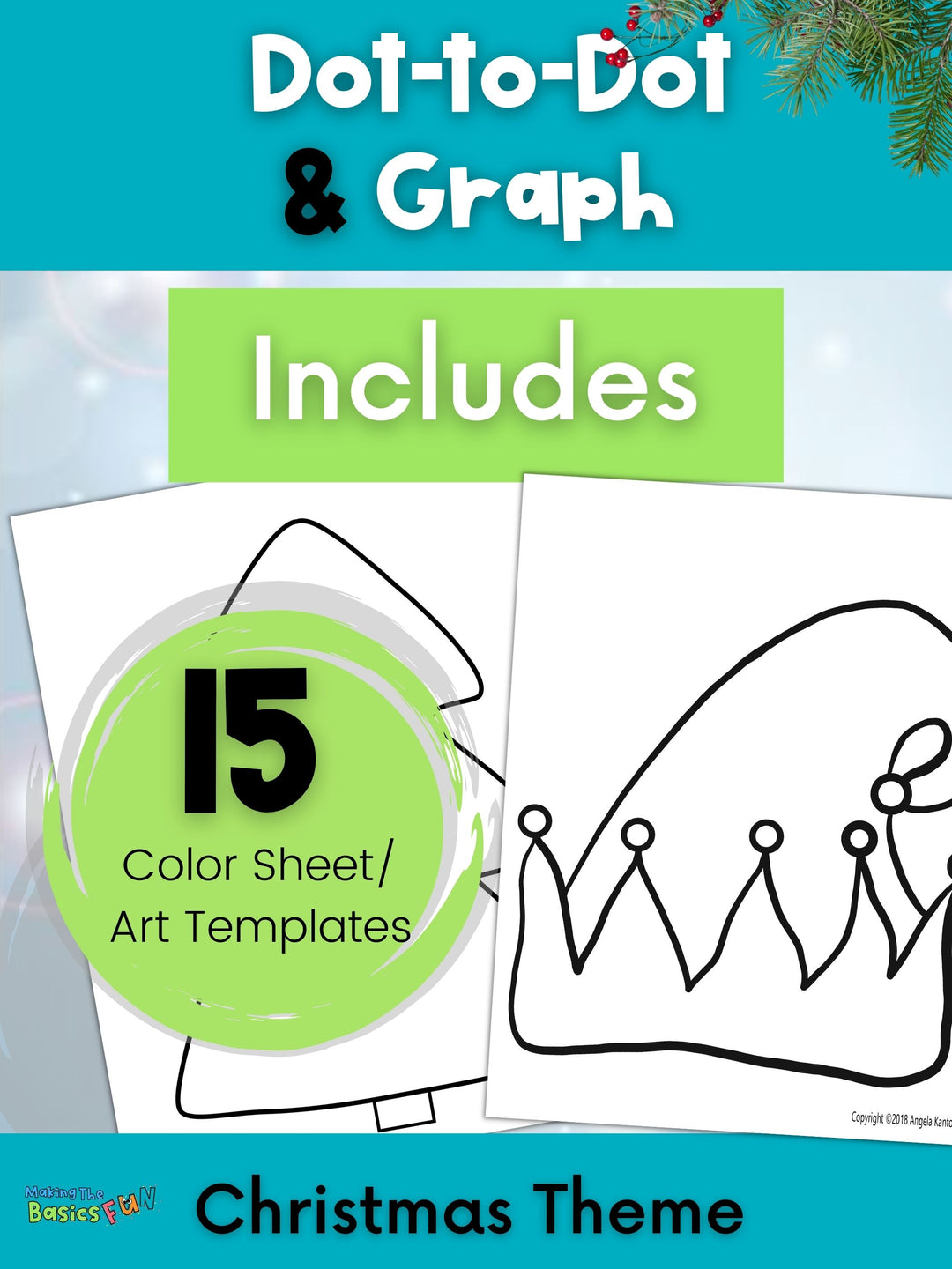 Dot-To-Dot & Graph Christmas Skip Count by 10 and 2