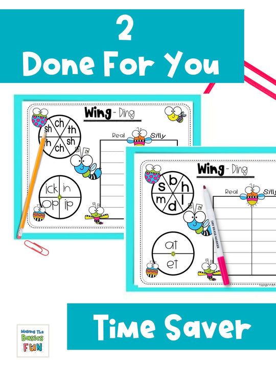 Decodable Phonics Spinner Game - Wing Ding