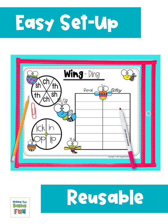 Decodable Phonics Spinner Game - Wing Ding