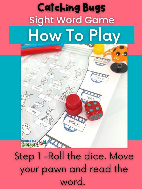 Kindergarten Printable Sight Word Game | Editable | Catching Bugs
