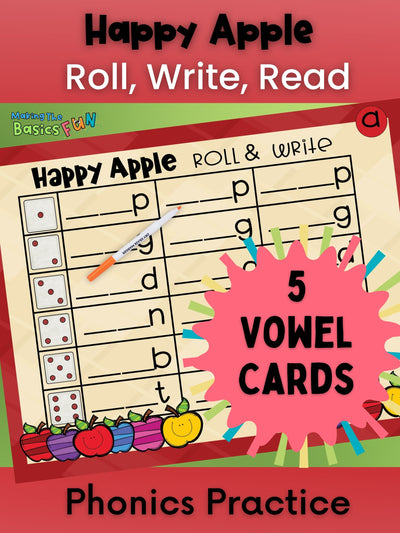 CVC Phonics Vowel Game - Happy Apple