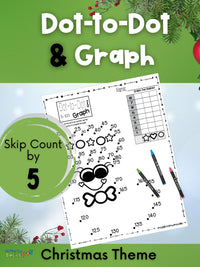 Dot-To-Dot & Graph Christmas Skip Counting by 5