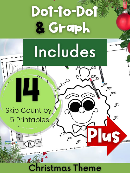 Dot-To-Dot & Graph Christmas Skip Counting by 5