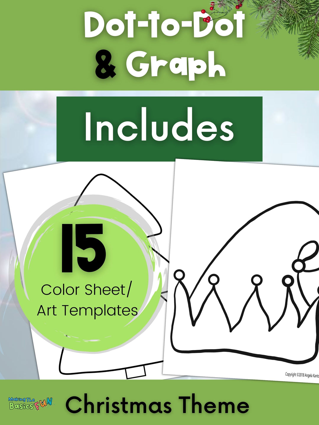 Dot-To-Dot & Graph Christmas Skip Counting by 5