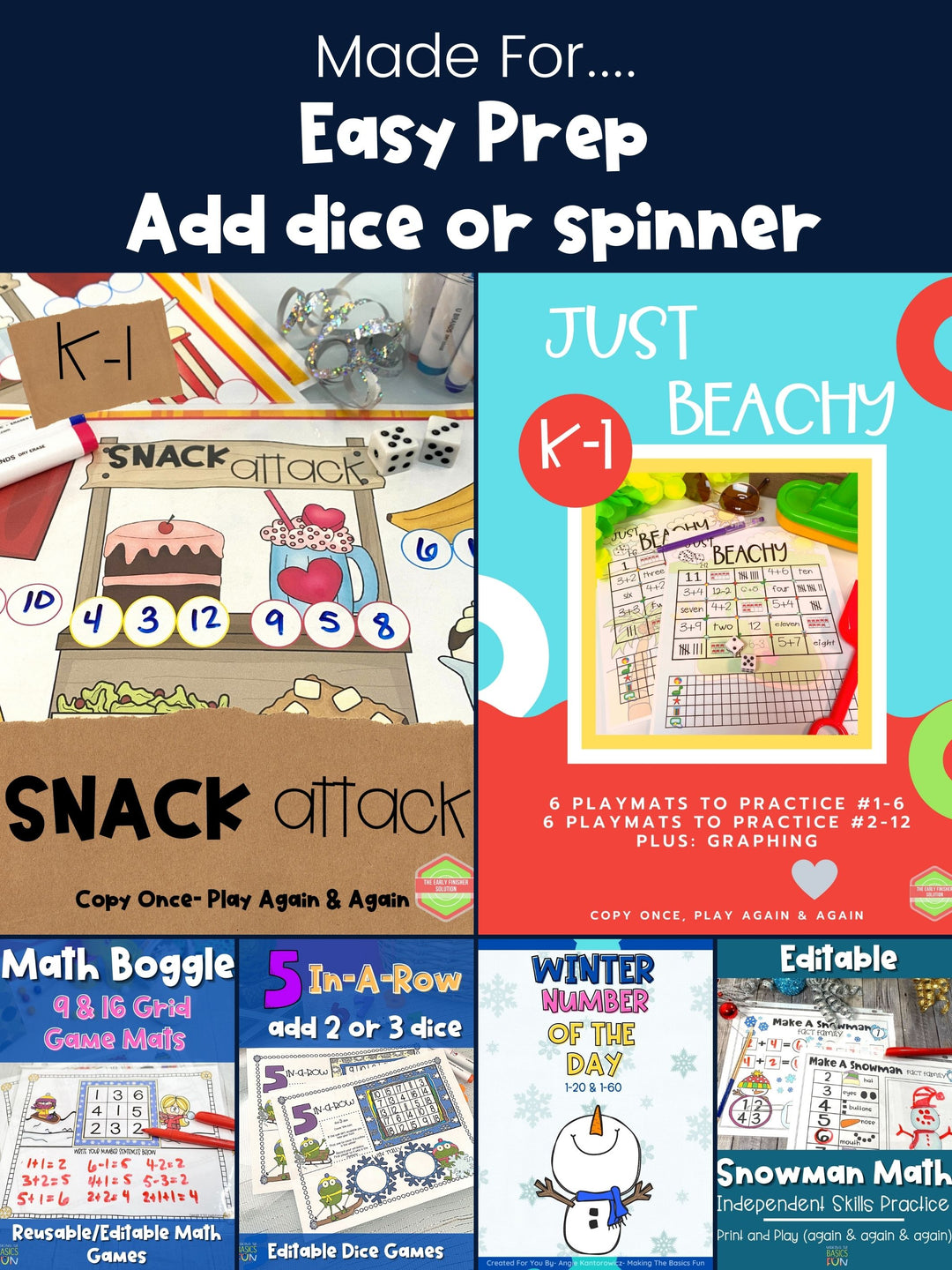 Game Bundle - Early Finisher Solutions - Kindergarten & First Grade Independent Learning Activities