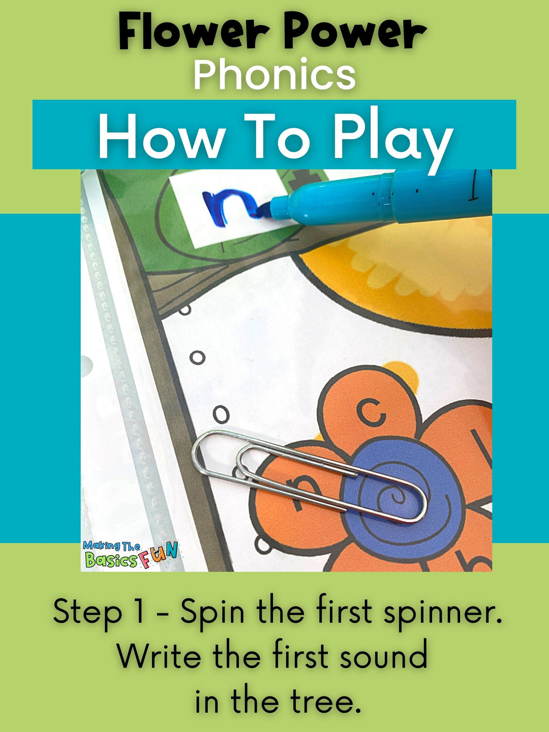 Phonics Spinner Game - Flower Power