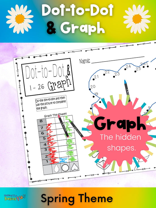 The graph and dot-to-dot on the dot-to-dot & graph puzzle is filled in using scribbles and connected dots made by a young learner.