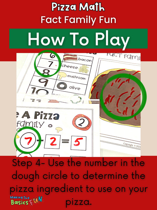 Fact Family Pizza Math - Editable Math Printable Game