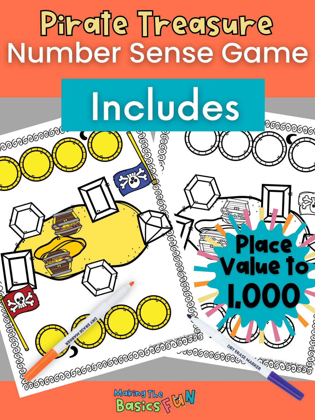 Place Value & Number Sense - Pirate Treasure Game