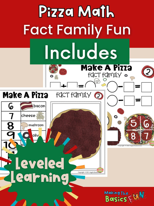 Fact Family Pizza Math - Editable Math Printable Game