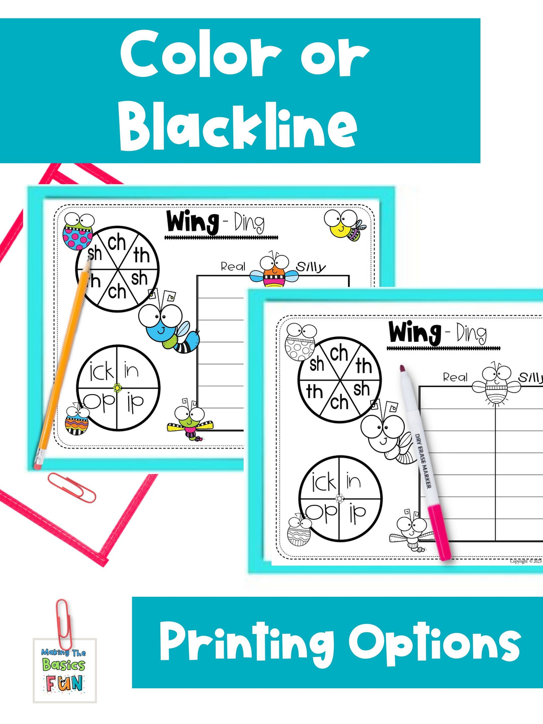 Decodable Phonics Spinner Game - Wing Ding