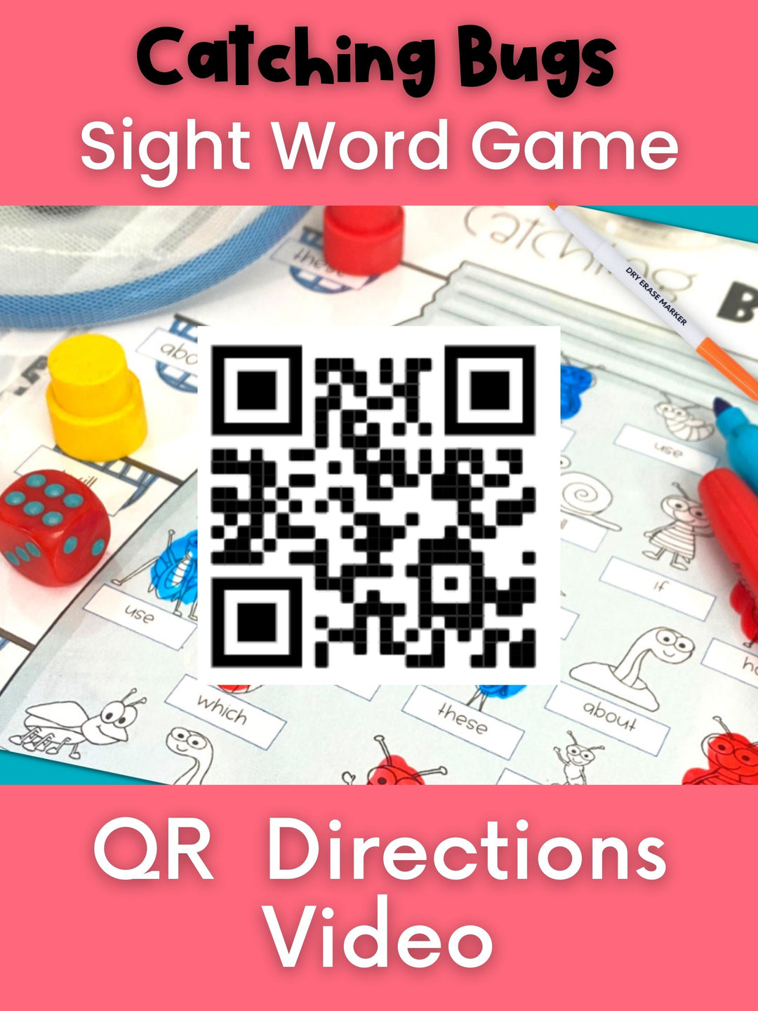 Kindergarten Printable Sight Word Game | Editable | Catching Bugs