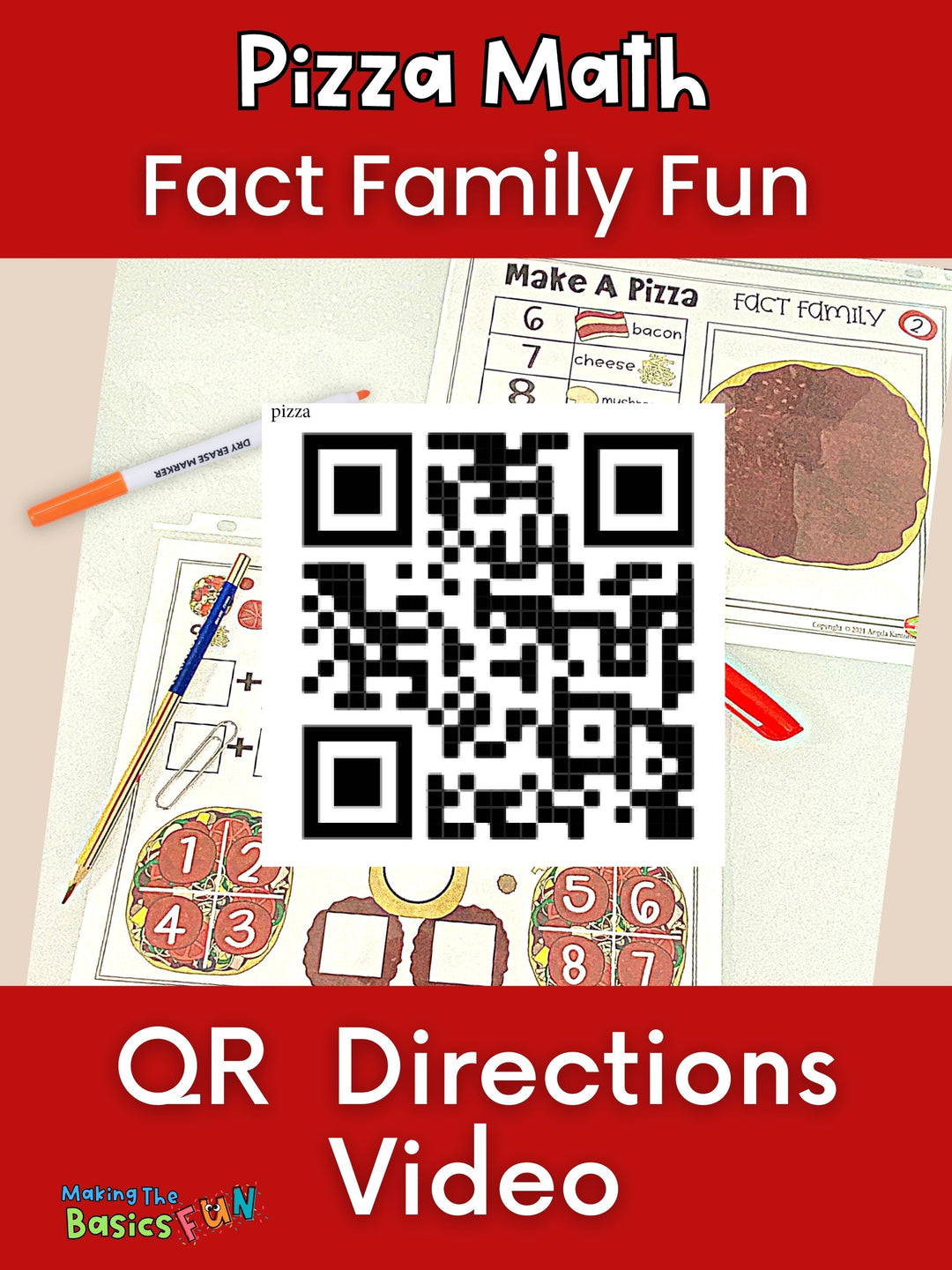 Fact Family Pizza Math - Editable Math Printable Game