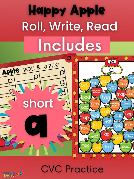 Short a, cvc phonics game and word family printable to help student find and write words that have a short a. 
