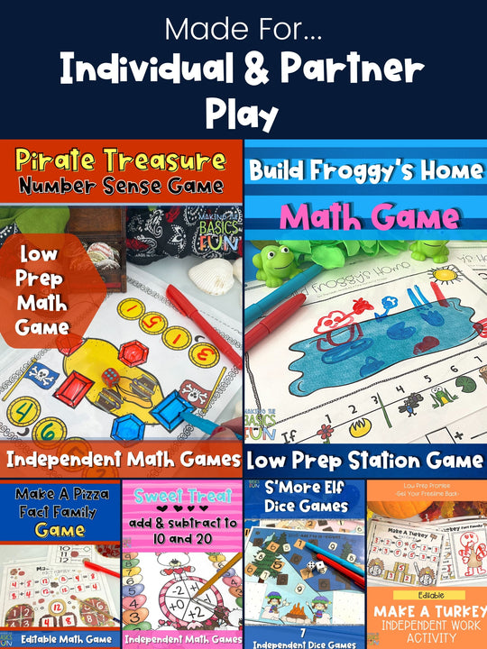 Game Bundle - Early Finisher Solutions - Kindergarten & First Grade Independent Learning Activities