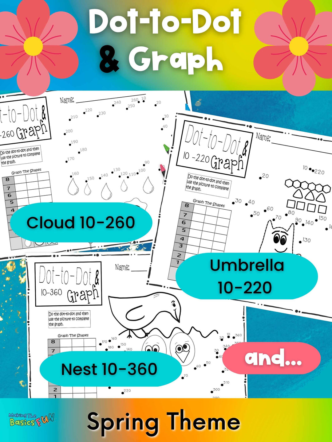 Dot-To-Dot & Graph Skip Count by 10 & 2 - Spring