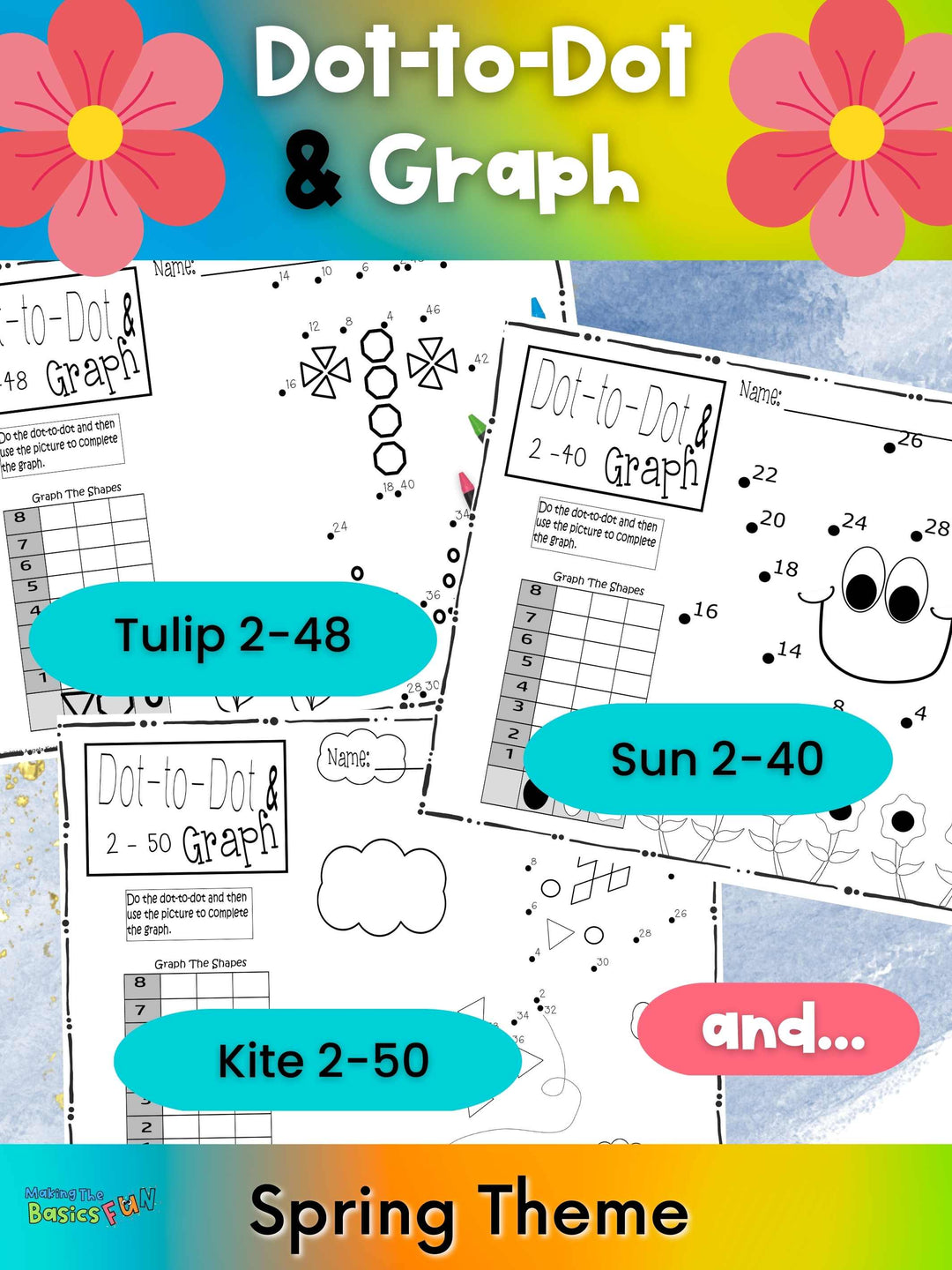 Dot-To-Dot & Graph Skip Count by 10 & 2 - Spring