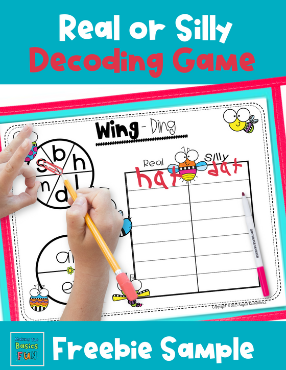 Decode and Write - Spinner Game - Wing Ding- Free Sample Printable